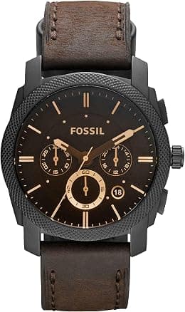 Fossil Machine Men's Watch with Stainless Steel or Leather Band, Chronograph or Analog Watch Display - Best Deal Finder