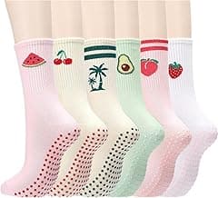 6 Pairs Pilates Socks with Grips for Women Fruit Yoga Non Slip Grippy Crew Socks for Workout Hospital Slipper Ballet Gifts, Multicolor, One size - Amazon.ae Price Tracker