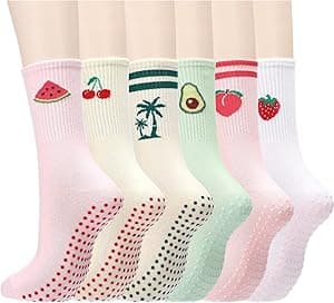 6 Pairs Pilates Socks with Grips for Women Fruit Yoga Non Slip Grippy Crew Socks for Workout Hospital Slipper Ballet Gifts, Multicolor, One size - Amazon.ae Price Tracker