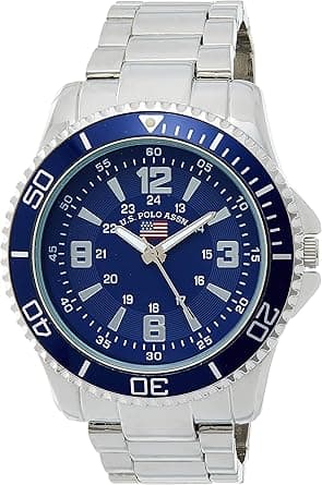 MEN'S SILVERTONE BRACELET WATCH WITH BLUE DIAL - Amazon.ae Price Tracker