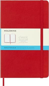 Moleskine Classic Notebook, Hard Cover, Large (12.7 cm x 21 cm) Dotted, Scarlet Red, 240 Pages - متتبع أسعار Amazon.sa