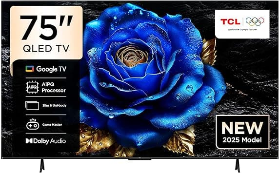 TCL 75T6C Television 75 Inch Smart TV 4K QLED Colorful Quantum Crystal HDR 10+ Gaming Google TV, Dolby Vision Atmos, DTS Virtual X, MEMC, Voice Control, Game Master with Slim Design (2025 Model) on Amazon.ae - Price Tracker