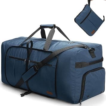 Urtala Travel Duffel Bag for Women & Men, Large Foldable Overnight Weekender Bag with Shoes Compartment & Shoulder Strap, Lightweight Waterproof Luggage Bag, Dark Blue, 80L, Fashion على Amazon.ae - متتبع الأسعار