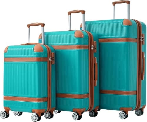 Hard Shell Suitcase 3 Piece,Travel Luggage Sets 20"+24''+28", Expandable Hardside Luggages Spinner Suitcase With Spinner Wheels & Tsa Lock,Hard Luggage Set For Women Men على Amazon.ae - متتبع الأسعار