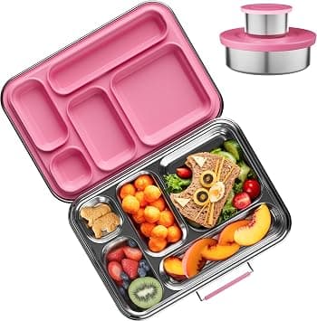 Bento Lunch Box for Kids: Leak-Resistant 304 Stainless Steel Lunch Boxs Containers - BPA-Free Bento Box for School, Picnics & Office (Deep Pink) on Amazon.ae - Price Tracker
