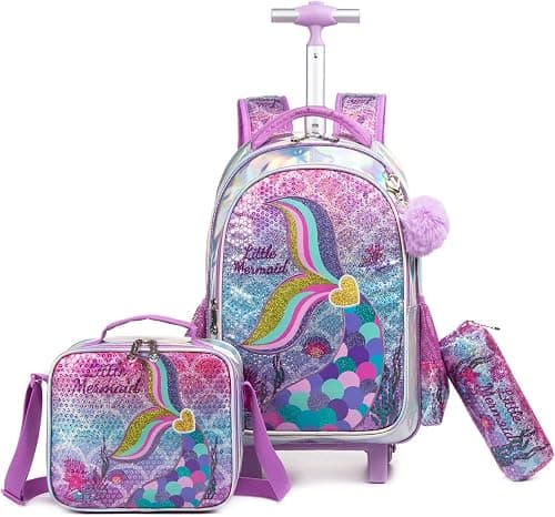Kids Rolling Backpack for Girls With Wheels School Bags Elementary على Amazon.ae - متتبع الأسعار