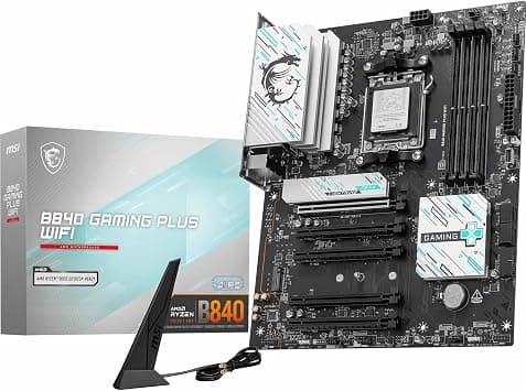 MSI B840 Gaming Plus WiFi Motherboard, ATX - Supports AMD Ryzen 9000/8000 / 7000 Processors, AM5 - DDR5 Memory Boost 8000+ MT/s (OC), PCIe 4.0 x16, M.2 Gen4, Wi-Fi 7, 2.5G LAN on Amazon.ae - Price Tracker