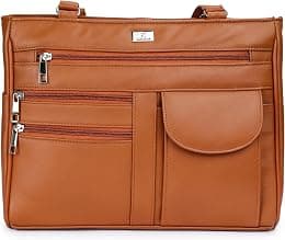 K London Ladies Leather Handbag in Soft Leather - Womens Designer Shoulder Hand Bag with 2 Top Handles – 8 Pockets 2 Zipped Main Sections – Practical (KL_1733_Parent) - Best Deal Finder