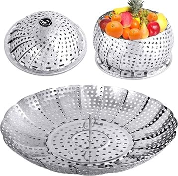 NALACAL Large Veggie Vegetable Steamer Basket, Folding Steaming Basket, Collapsible Steamer Baskets for Cooking Food, Expandable Fit Various Size Pot(7.1" to 11.8") on Amazon.ae - Price Tracker