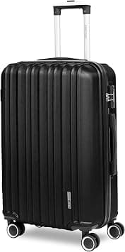 Parajohn Hardside Luggage, ABS Suitcase with 8 Spinner Wheels, Lightweight Travel Trolley for Men & Women (Black, Checked Luggage 24-inch) on Amazon.ae - Price Tracker