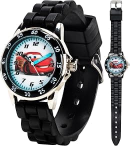 Disney Kid's Cars Watch, Learn How to Tell Time - Kid's Time Teacher Watch with Official Cars Character on The Dial, Childrens Watch with Black Rubber Strap, Kids Analog Watch, Safe for Children - Best Deal Finder