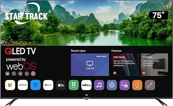 STAR TRACK 75 Inch QLED 4K HDR10+ WebOS| 95% Color Volume with Quantum dot | 350 Nits Ultra Bright Display| Ultra HD | Air Mouse Remote | Works with Apple AirPlay & Home على Amazon.ae - متتبع الأسعار
