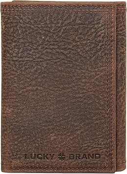 Lucky Brand Men's Double-Stitched Leather Trifold Wallet with RFID Blocking Lining, 6 Card Slots and Bill Pocket, Brown, One Size, Brown, One size on Amazon.ae - Price Tracker