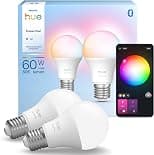 Philips Hue Essential 8W E27 806 Lumen Colour Smart Bulb A60 (2-Eopacet) - متتبع أسعار Amazon.sa