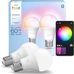 Philips Hue Essential 8W E27 806 Lumen Colour Smart Bulb A60 (2-Eopacet) - متتبع أسعار Amazon.sa