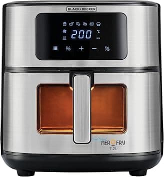 BLACK+DECKER Premium Digital Air Fryer, 7.2L, Stainless Steel, Rapid Air Technology with 6 Preset Programs | AF7200-B5 - متتبع أسعار Amazon.sa
