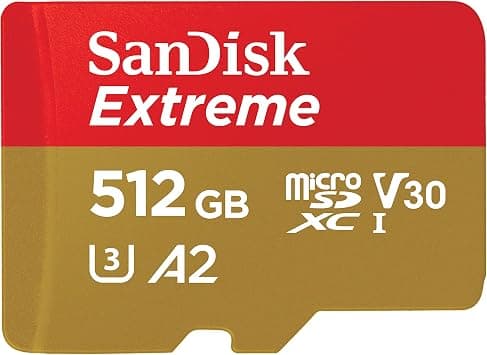 سانديسك بطاقة مايكرو اس دي UHS I 512GB لفيديو 4K للهواتف الذكية وكاميرات الحركة والطائرات بدون طيار 190 ميجابايت/ثانية للقراءة 130 ميجابايت/ثانية، احمر/ذهبي، SDSQXAV-512G-GN6MN - دليلك لأفضل العروض