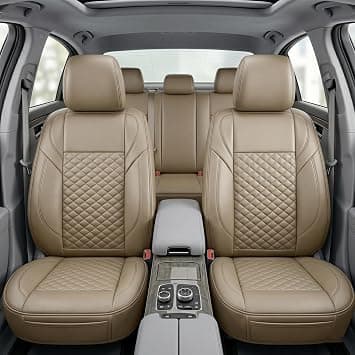 Premium 5Pcs Set PU Leather Car Seat Cover Full Set (Sedan Car), Universal Fit Auto Seat Covers, Luxury Interior Protector, Waterproof Seat Covers (Beige) on Amazon.ae - Price Tracker