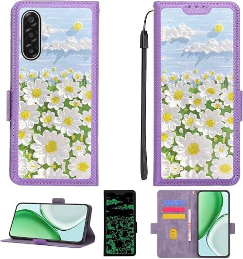 Case Compatible for Samsung Galaxy M17 5G SM-M176B Phone Case Flip Cover [with Tempered Glass Screen Protector][RFID Blocking][Luminous Effect] PTZ-CJ on Amazon.ae - Price Tracker
