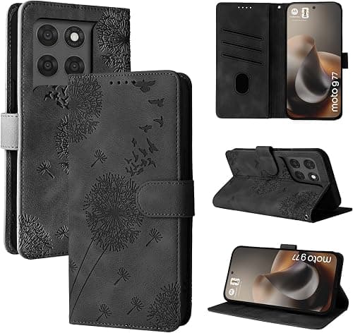 Motorola Moto G77/G67 5G Case Dandelion PU Leather Magnetic Closure Wallet Flip Case Cover for Motorola Moto G77/G67 5G Black on Amazon.ae - Price Tracker