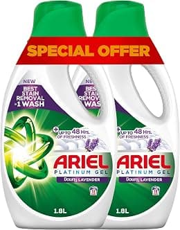 Ariel Lavender Laundry Detergent Liquid Gel, 2x1.8L - متتبع أسعار Amazon.sa