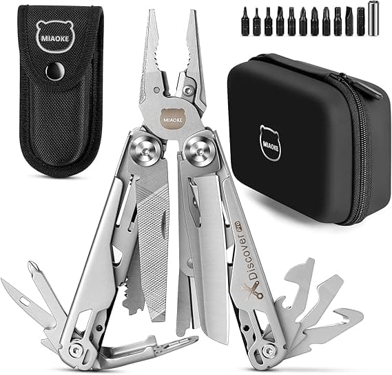 MIAOKE New Upgrade 23 in 1 Folding Pocket Stainless Steel Multitool with Premium Gift Box, Screwdrivers, Saw, Bottle Opener, Pliers Camping Cool Gadgets, Best Gift for Son, Dad, Husband(Silver) on Amazon.ae - Price Tracker