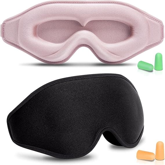 2 Pack 100% Blackout Sleep Mask for Women &amp; Men, 3D Eye Mask for Sleeping with Adjustable Strap, BeeVines Night Sleep Blindfold, Eye Covers for False Eyelash Extensions Yoga Travel (Black &amp; Pink) on Amazon.ae - Price Tracker