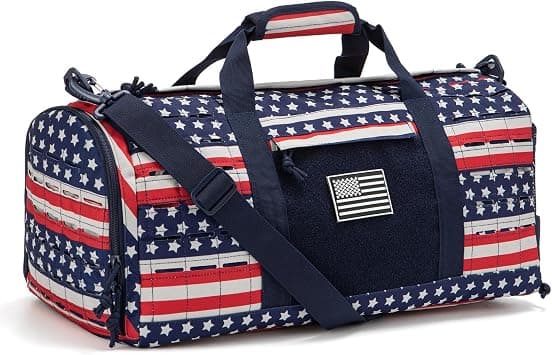 QT&QY 40L Military Tactical Duffle Bag For Men Sport Gym Bag Fitness Tote Travel Duffle Bag Training Workout Bag With Shoe Compartment Basketball Football Weekender Bag, Star Spangled, 21 inches x 10 on Amazon - Best Deal Finder