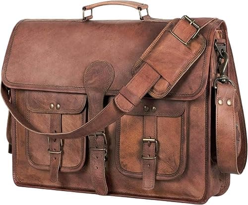 Leather Briefcase Laptop bag 18 inch Handmade Messenger Bags Best Satchel by KPL on Amazon.ae - Price Tracker