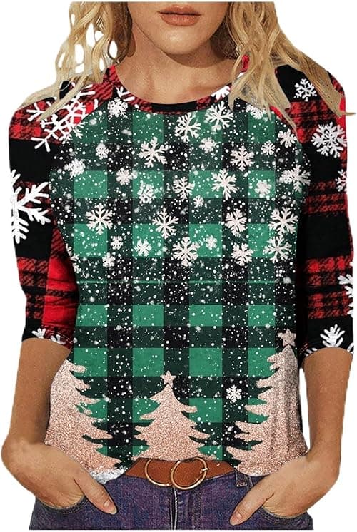 Christmas Tops for Women Rude Christmas Jumper Short Sleeve Blouses Funny Xmas Tree Santa Snowflake Print Blouse Crew Neck Jumper Rude Xmas Casual Tunic Top Casual Holiday Tshirt Top on Amazon.ae - Price Tracker