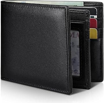 Mens Wallet Bifold Genuine Leather RFID Blocking Wallet for Men, 1 ID Window 13 Card Holders, Gift Box on Amazon.ae - Price Tracker
