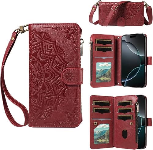 Leather Flip Wallet Case for Motorola Moto G77 5G, Mandala Embossed, Zipper Pocket, Multiple Card Slots, Crossbody Strap #变种主题2 on Amazon.ae - Price Tracker