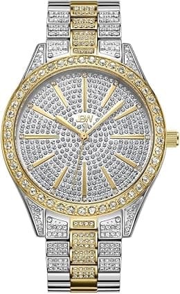 JBW Luxury Women's Cristal 0.12 Carat Diamond Wrist Watch with Stainless Steel Link Bracelet - Best Deal Finder