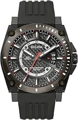 Bulova Men's Icon 3-Hand Calendar Watch with Black Polyurethane Strap, Precisionist, Luminous Markers, 300M WR - Best Deal Finder