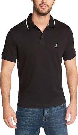 Nautica mens Classic Fit Short Sleeve Solid Tipped Collar Soft Polo Shirt Polo Shirt - Best Deal Finder