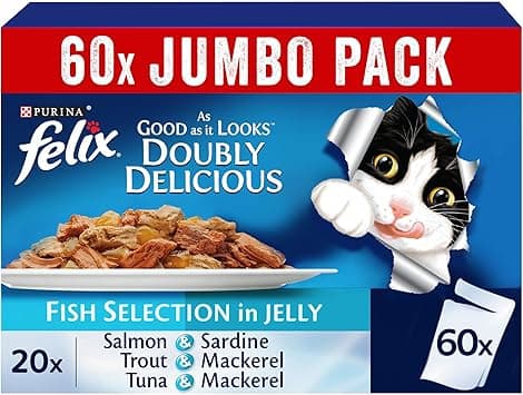 Felix As Good As It Looks Doubly Delicious Fish Selection Cat Food Promo Pack (85g) (50+10 Free) [Amazon Exclusive] - Amazon.ae Price Tracker