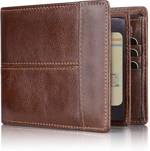 Mens Wallet RFID Genuine Leather Bifold Wallets For Men, ID Window 16 Card Holders Gift Box على Amazon.ae - متتبع الأسعار