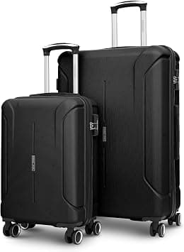 Crista Series Set of 2 Luggage | Lightweight Small 10KG & Large 30KG ABS 8 Wheels Trolley Hardsided Travel Suitcase (Black, Set of 2 (Cabin + Large)) on Amazon.ae - Price Tracker