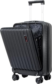 REFLECTION Business Travel 20"Carry On Luggage with Front Open Laptop Compartment|Hardside Suitcase|4 Spinner Wheels|Premium Quality|Professional look(Black) on Amazon - Best Deal Finder