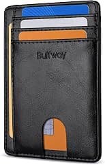 Buffway Mens Slim Wallet, Minimalist Thin Front Pocket Leather Credit Card Holder with RFID Blocking for Work Travel - Best Deal Finder