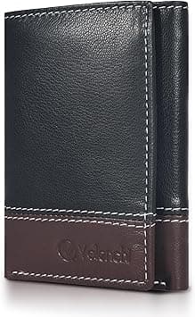 VALENCHI Genuine Leather Mens RFID Blocking Slim Trifold Wallet with 6 Cards+1 ID Window + 2 Note Compartments. - Black/Tan - S on Amazon.ae - Price Tracker