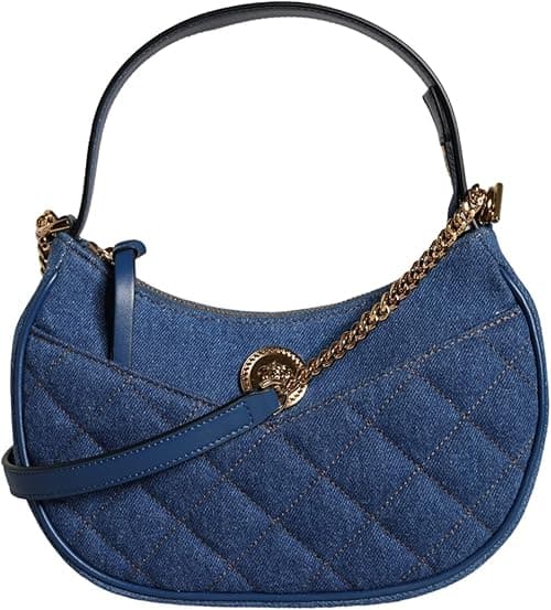 Versace - Bags - Blue Quilted Denim Leather Top Handle Shoulder Bag on Amazon.ae - Price Tracker
