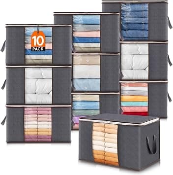 Lifewit 10 Packs Clothes Storage Bag, Storage Bins for Clothes, Blankets, Comforters, Foldable Clothing Storage with Reinforced Handle, Sturdy Zipper, Closet Organizer With Clear Window, Medium, Grey on Amazon.ae - Price Tracker