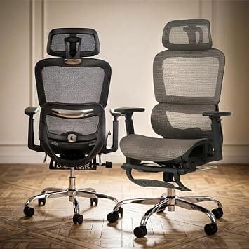 DROGO Ergonomic Office Chair for Work from Home, Computer Chair with Breathable Mesh, Adjustable Seat, Footrest, 3D Armrest, 2D Headrest & Lumbar Support | Mesh Chair for Office/Home (Grey) on Amazon.ae - Price Tracker