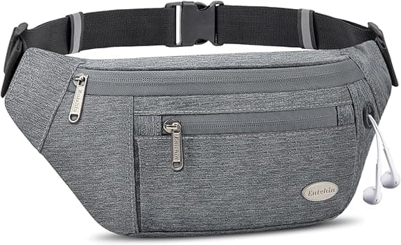 Entchin Fanny Pack for Women Men,Crossbody Belt Bag with 4-Zipper Pockets,Adjustable Waist Bag Pack,One of the Most Popular Travel Essential Gifts for Walking,Traveling,Cycling and Shopping, Grey, on Amazon.ae - Price Tracker