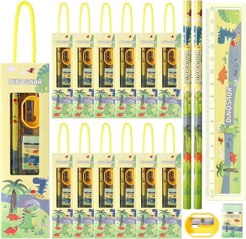 Coolchic 12 Boxes Stationery Set,Back to School Supplies Kit for Kids Pencils Eraser Ruler Sharpeners for Students Return Gifts Classroom Rewards Birthday Party Favors (Dinosaur) on Amazon.ae - Price Tracker