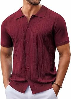 COOFANDY Mens Knit Button Down Shirt Short Sleeve Summer Casual Shirts Vintage Beach Vacation Shirts - Amazon.ae Price Tracker