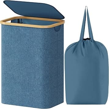 Lifewit 80L Large Laundry Basket with Lid, Removable Bags, Dark Blue on Amazon.ae - Price Tracker