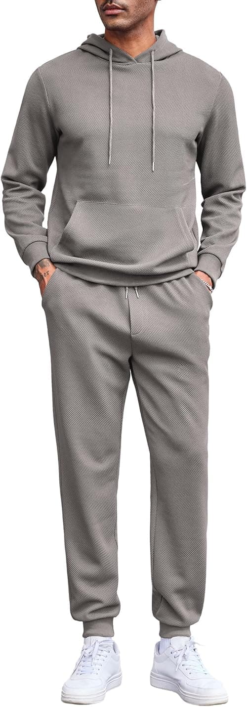 COOFANDY Men's Tracksuits 2 Pieces Waffle Hoodies Sweatsuit Sets Sports Jogging Suit Set on Amazon.ae - Price Tracker