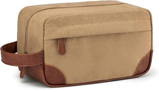 Vorspack Travel Toiletry Bag - Hanging Toiletry Bag for Men Water Resistant Canvas Shaving Bag for Travel, Brown, Medium - Best Deal Finder